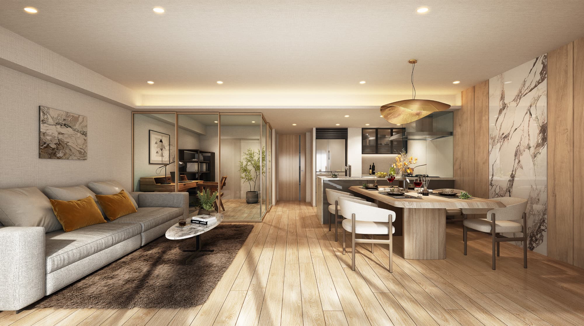 リビング・ダイニング・キッチン完成予想図（Fタイプ）【設計変更プラン】