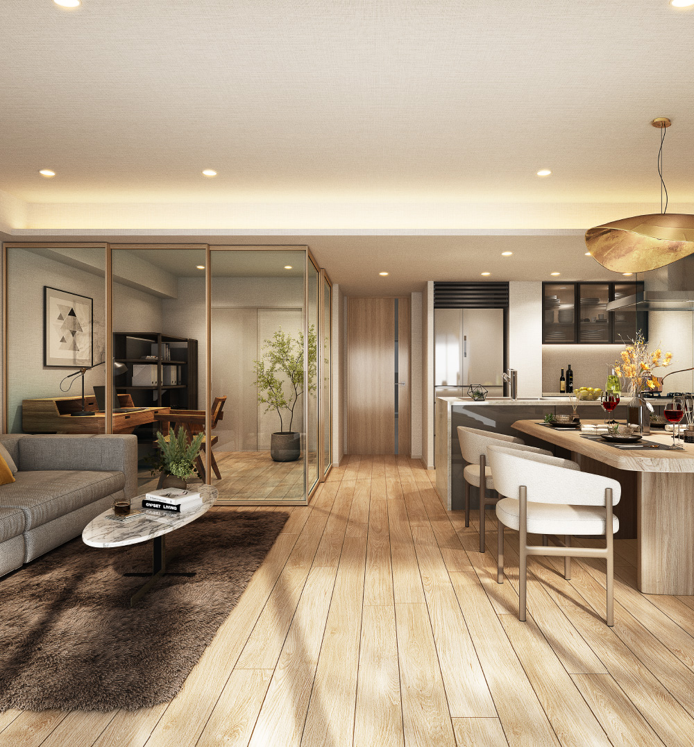 リビング・ダイニング・キッチン完成予想図（Fタイプ）【設計変更プラン】