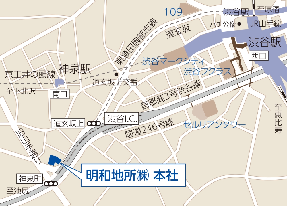 明和地所株式会社本社 案内図