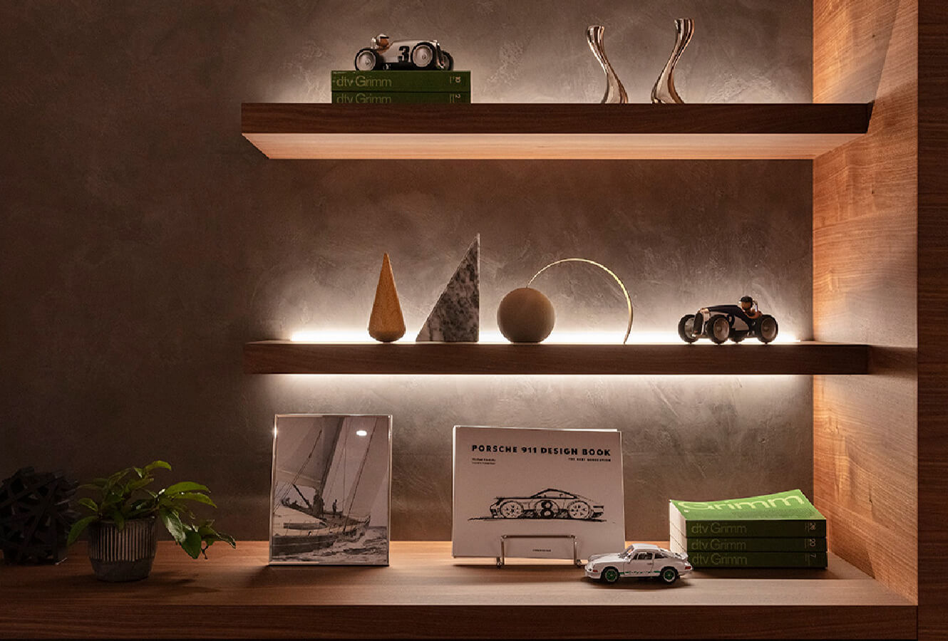 照明を備えたおしゃれな飾り棚が欲しい