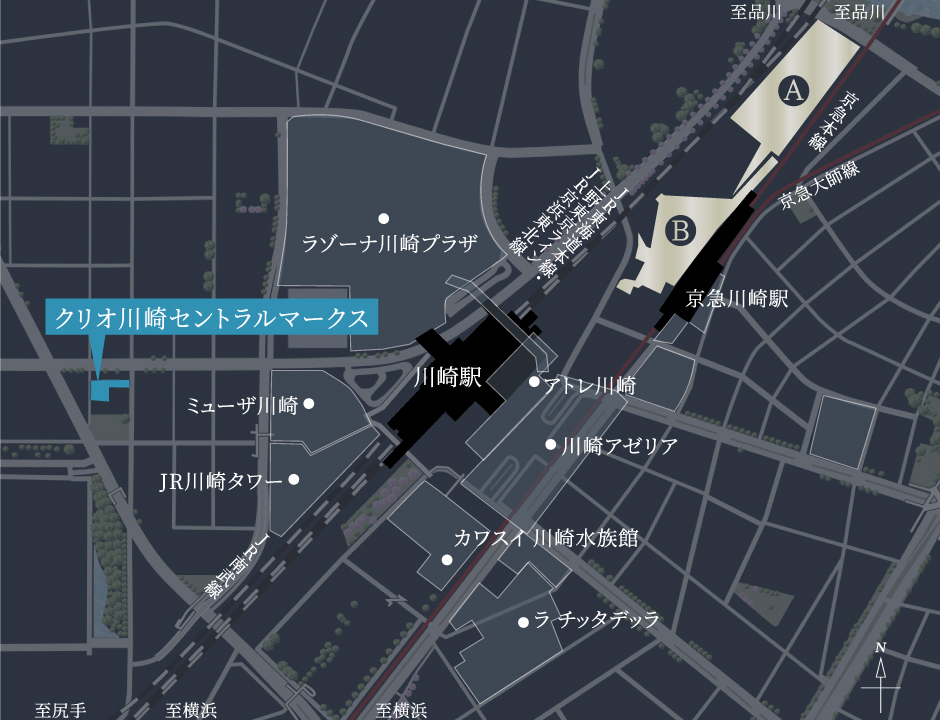 □川崎駅周辺開発エリアマップ