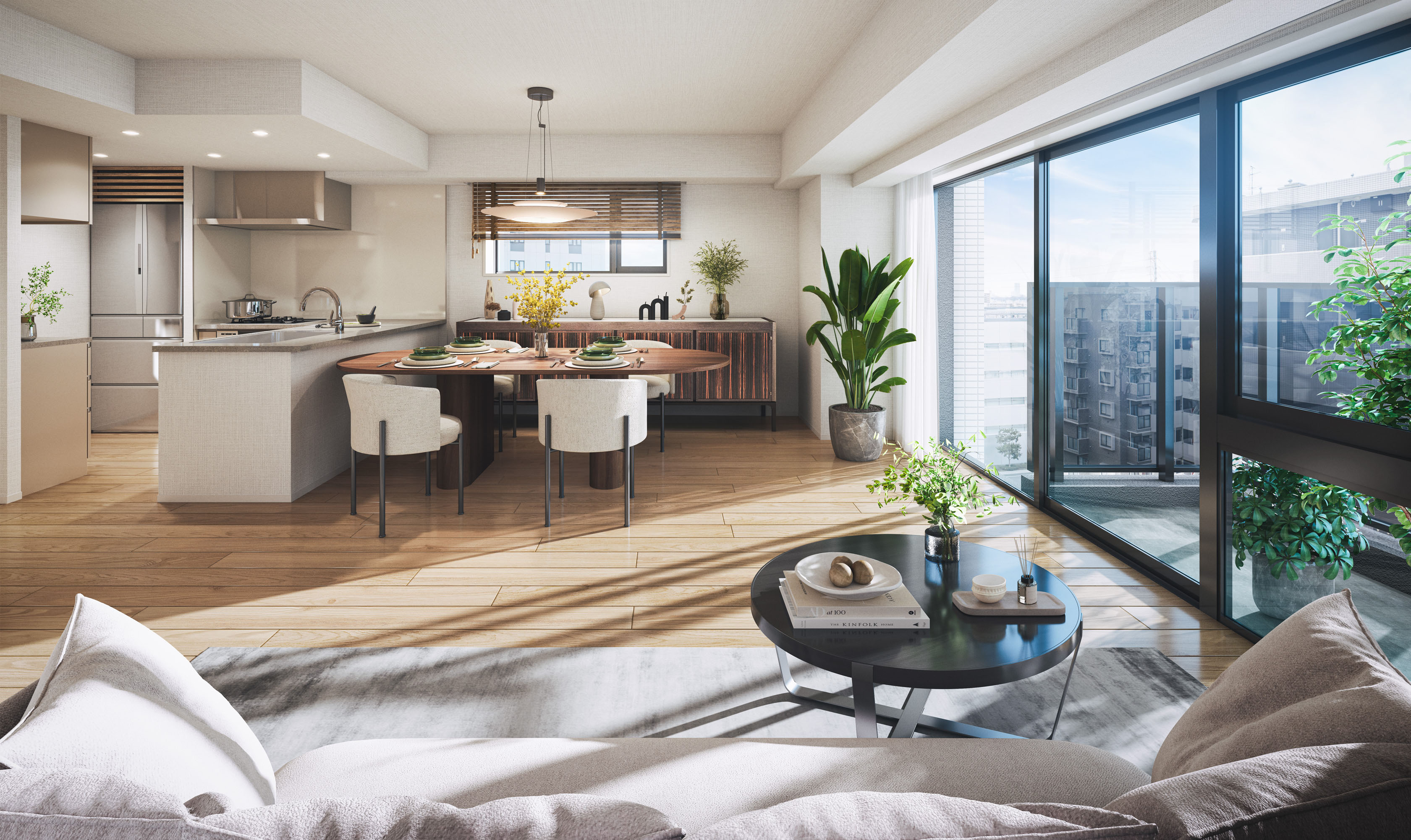 リビング・ダイニング・キッチン完成予想図(E1タイプ/有償設計変更プラン)