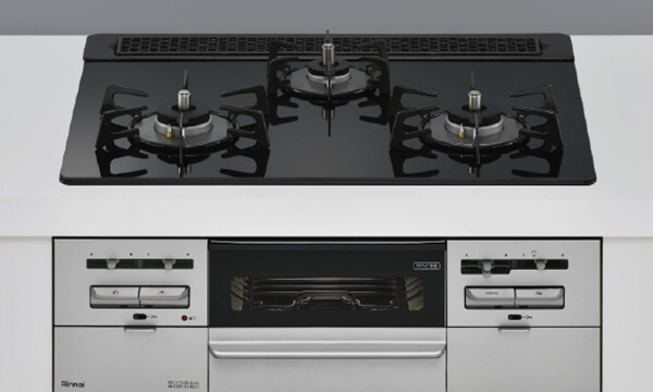 ガラストップ3口コンロ