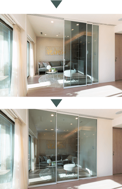 リビングと隣接する洋室にウォールドア※を採用