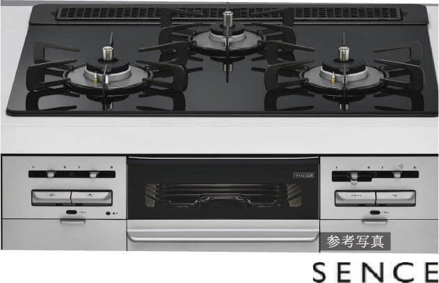 ガラストップ3口レンジ