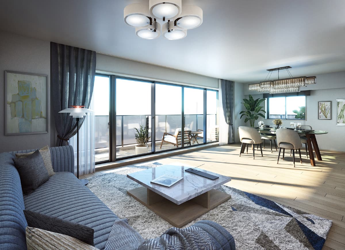 リビング・ダイニング・キッチン完成予想図（A1タイプ／有償設計変更プラン）