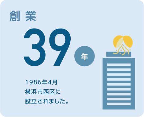 創業36年｜1986年4月横浜市西区に設立されました。