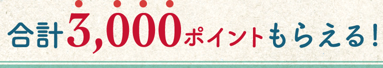 合計3,000ポイントもらえる!